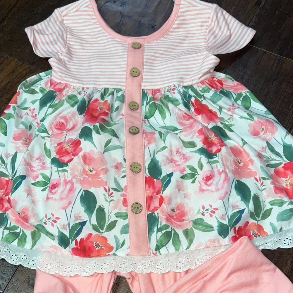 Floral Baby Dress with Pink Leggings - Picture 2 of 2